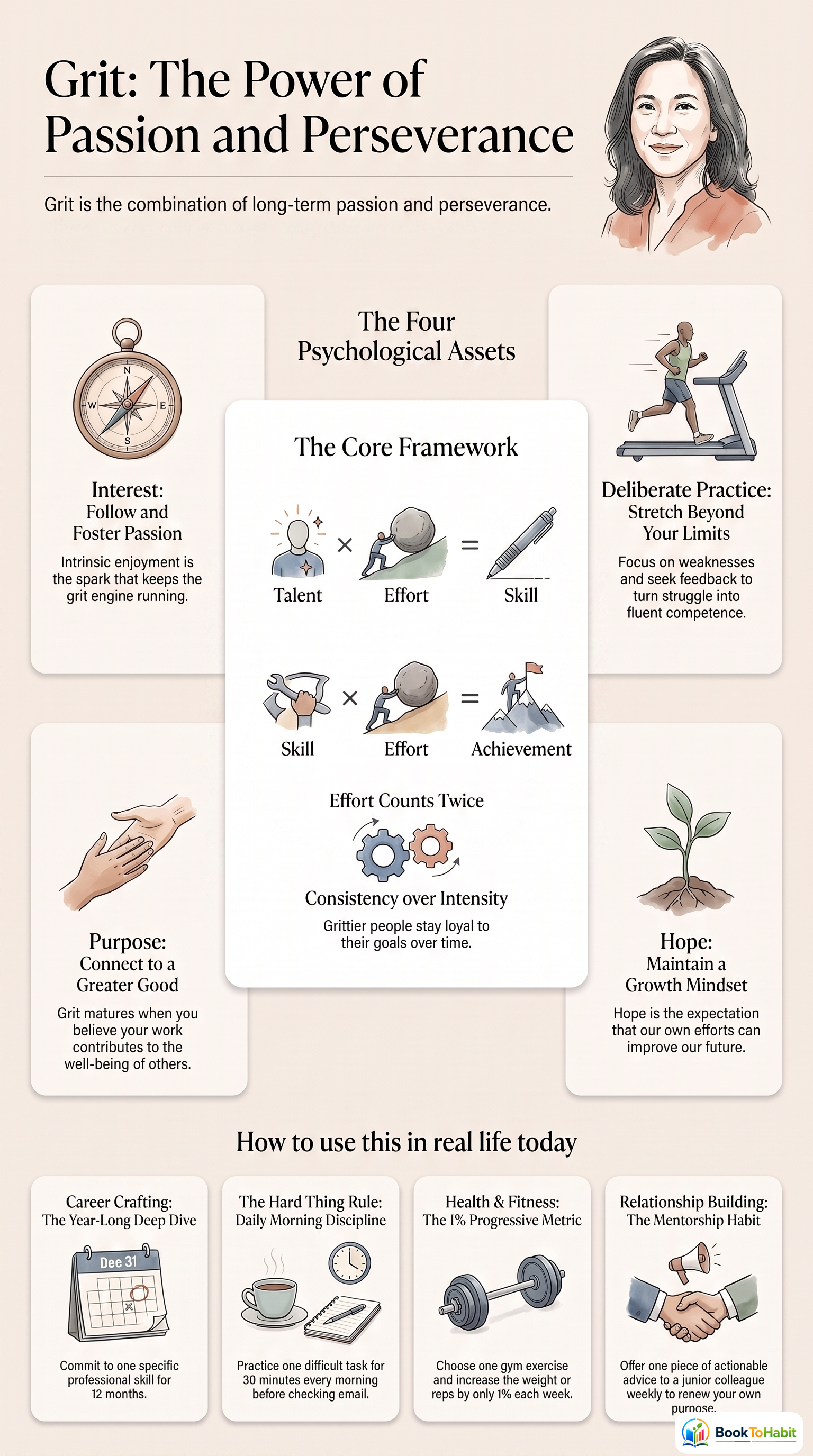 Grit: The Power of Passion and Perseverance infographic summary