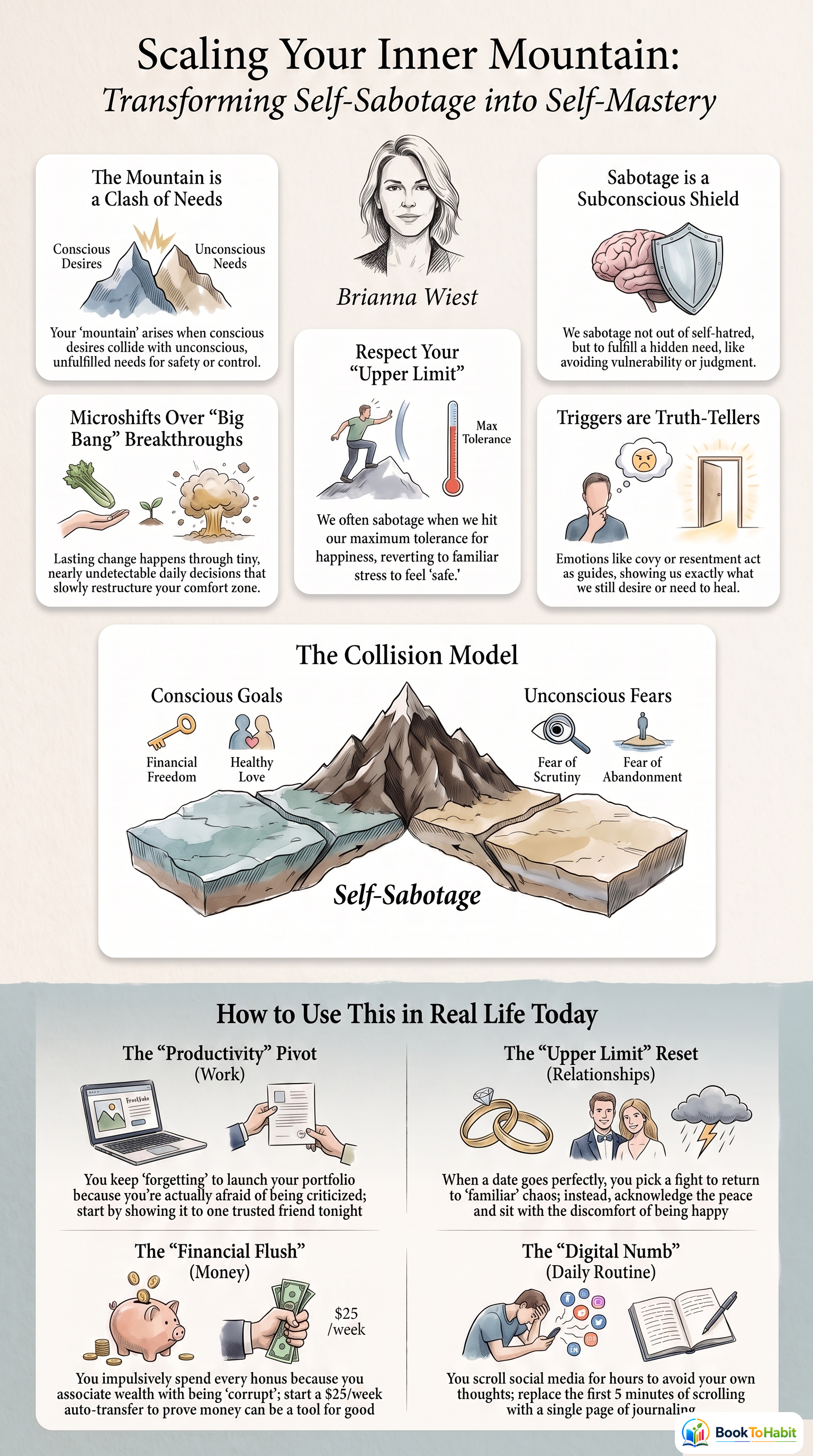 The Mountain Is You: Transforming Self-Sabotage Into Self-Mastery infographic summary