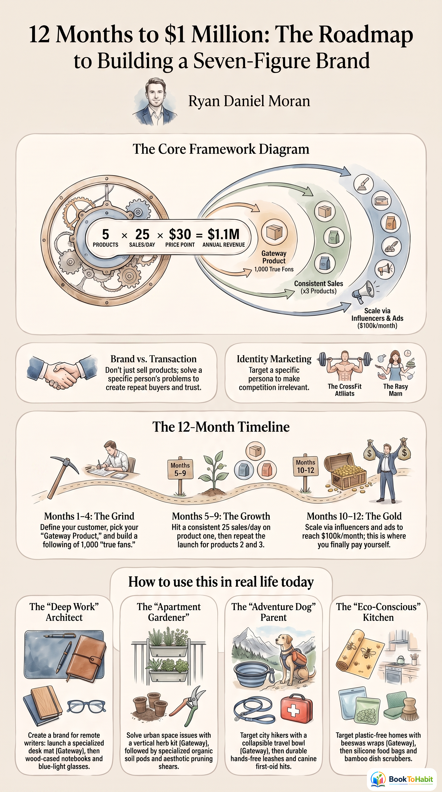 12 Months to $1 Million infographic summary